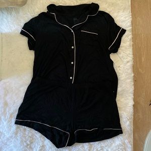 Womens Black Cotton Pajama Set